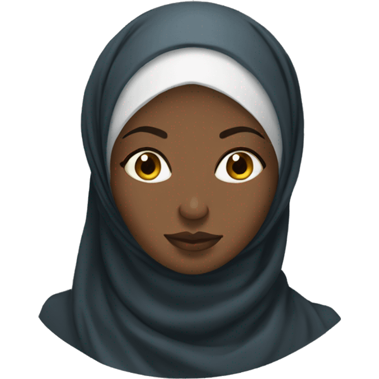 African Muslim woman thinking with sheer hijab emoji