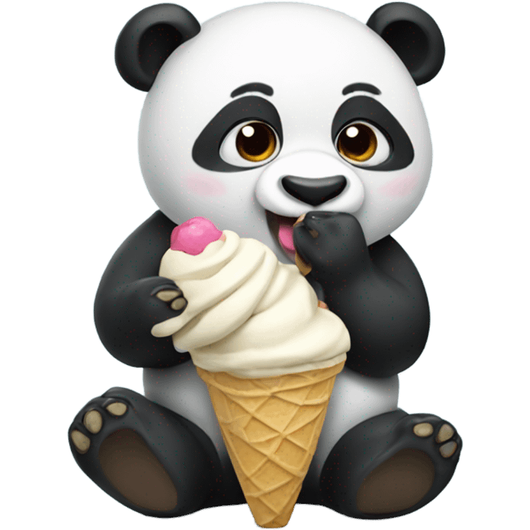 Panda eating ice cream emoji