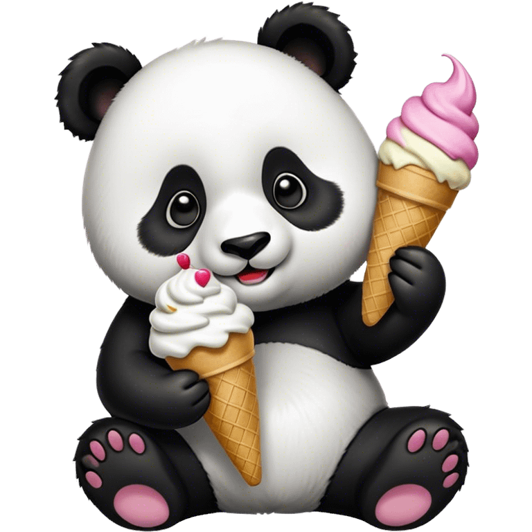 Panda eating ice cream emoji