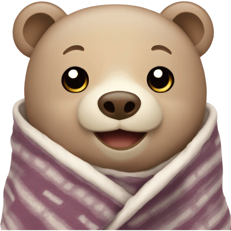 happy bear cozy in blanket emoji