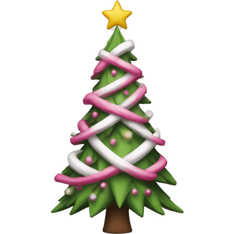 Christmas tree with pink and white emoji