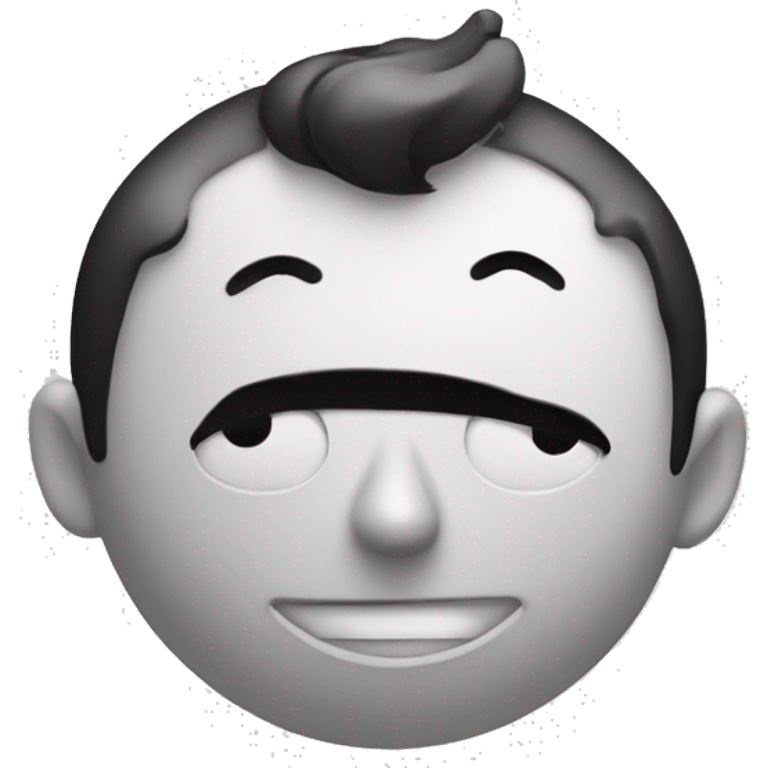 , a black and white cartoon guy with pointy ears made out of ink with a giant ink machine emoji