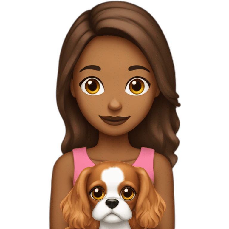 girl holding a cavalier king charles spaniel  emoji