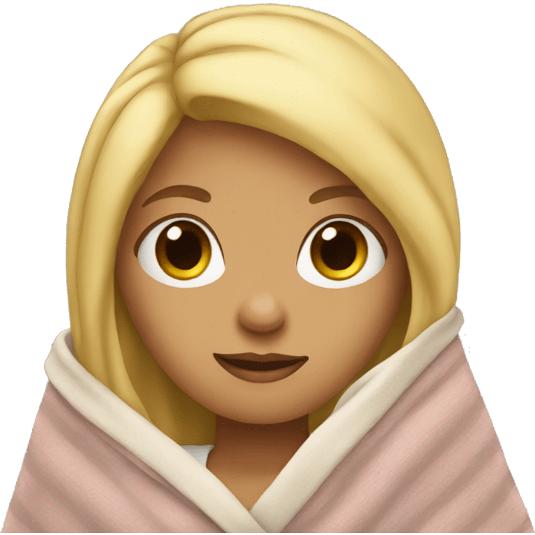 Blonde girl wrapped in blanket  emoji