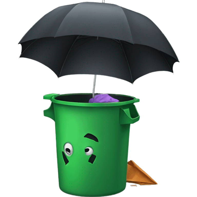 broken umbrella in trashcan emoji