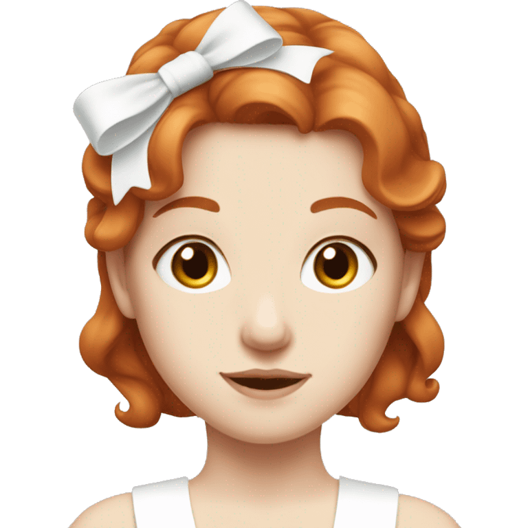 Red-haired girl with white bow in hair with pale skin emoji