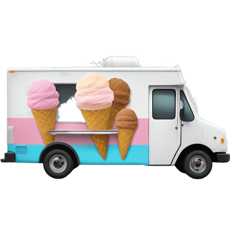 Side view 20ft. Ice Cream Truck emoji