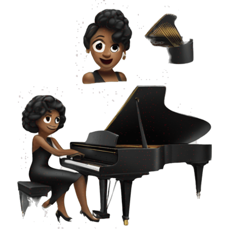 woman in a fancy black dress playing the grand piano emoji