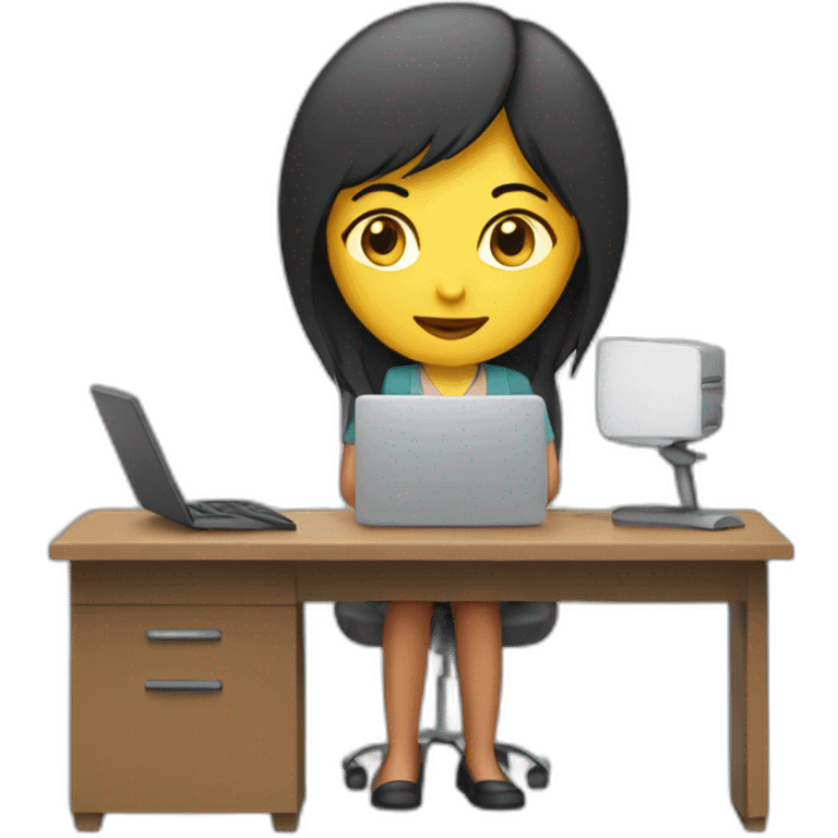 A female working in front of a computer emoji