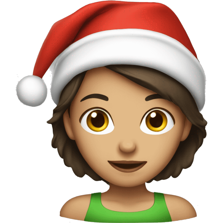 Brunette girl with Christmas hat  emoji