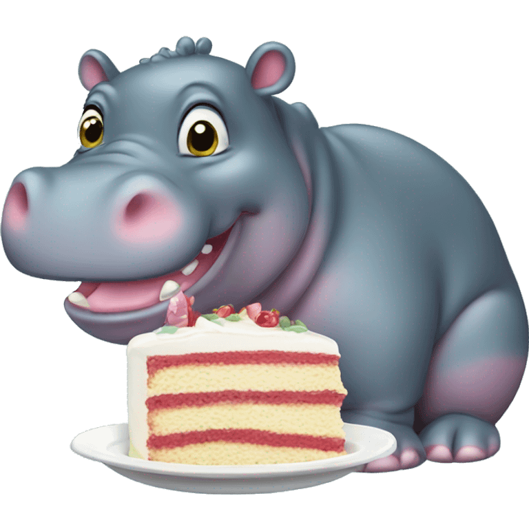 baby hippo eating cake emoji