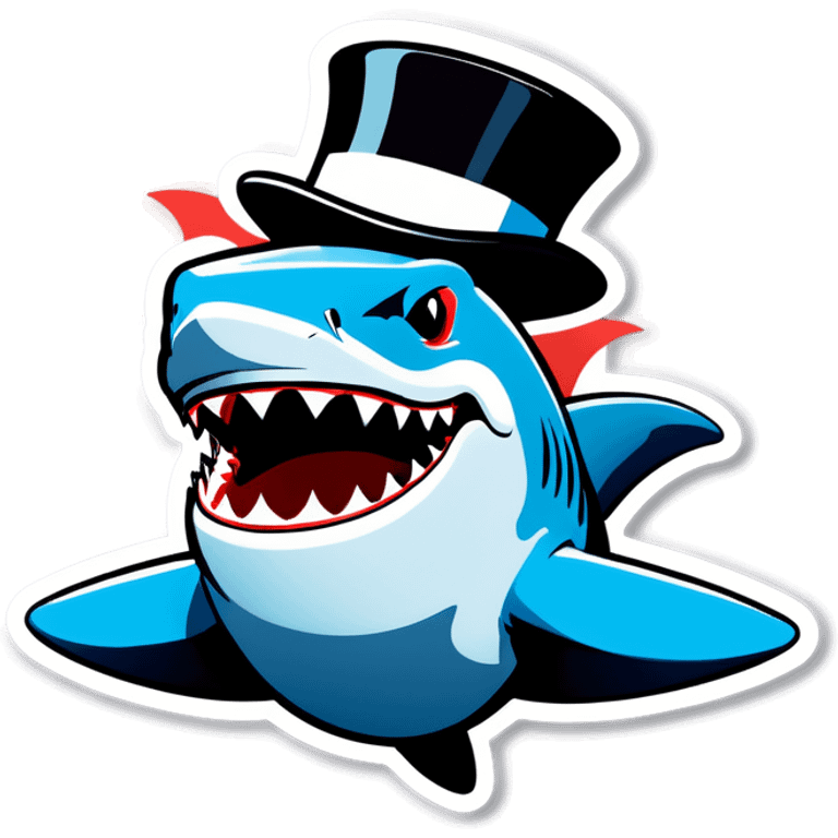 Shark with a top hat emoji