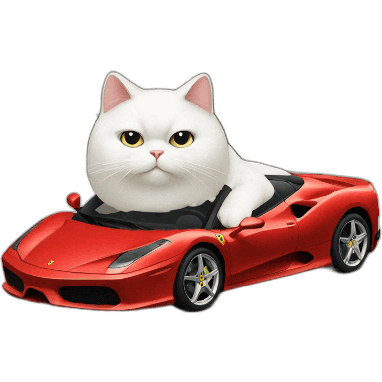 Fat-White-cat-driving-ferrari emoji