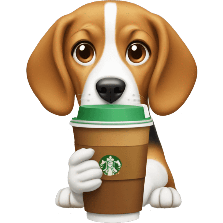 beagle drinking starbucks  emoji