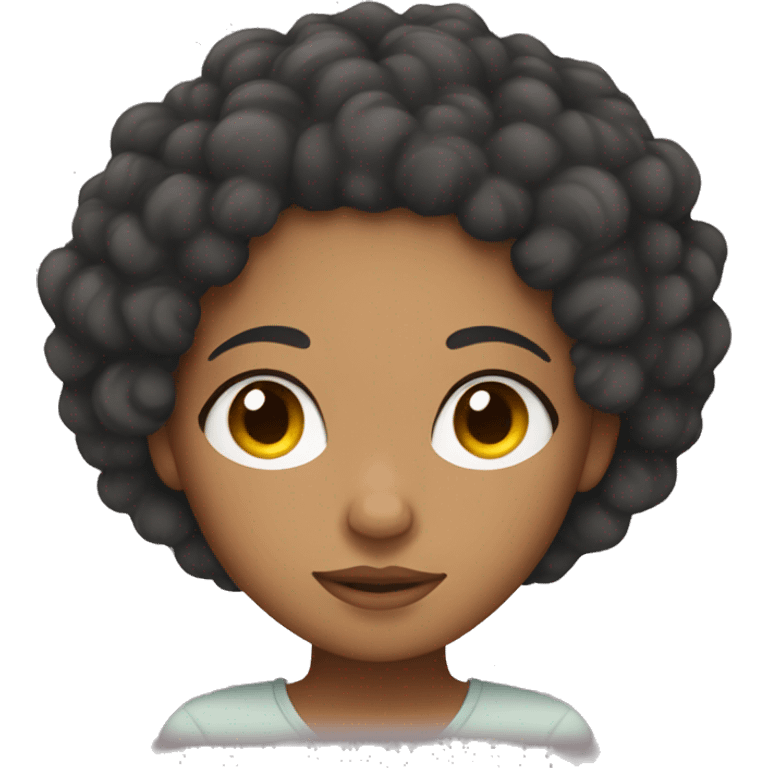 mixed girl with curly hair sleeping emoji