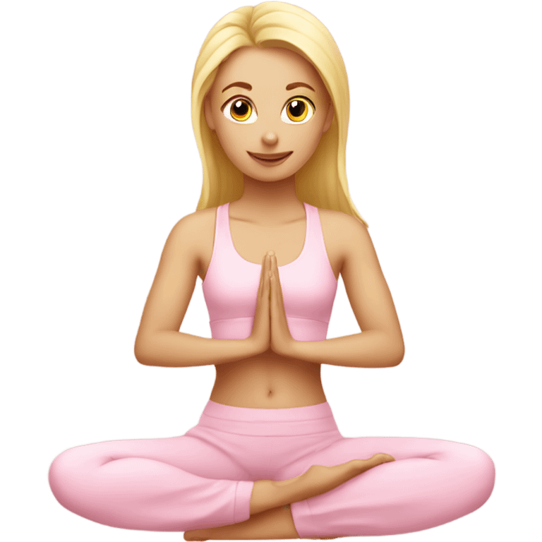 blonde yoga girl light pink clothes n emoji