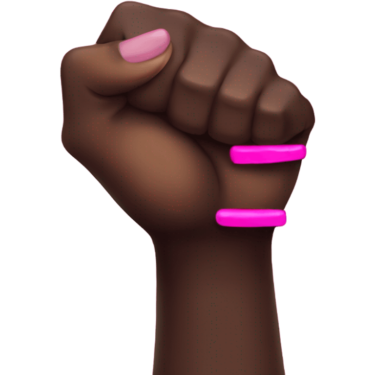 Black fist with pink long nails  emoji