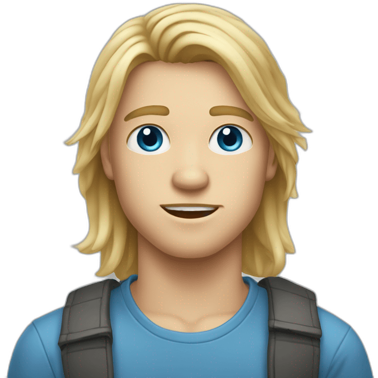 blue-eyed teen-ager man with long blond hair and pimples emoji