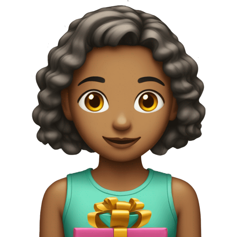 Young girl with present emoji