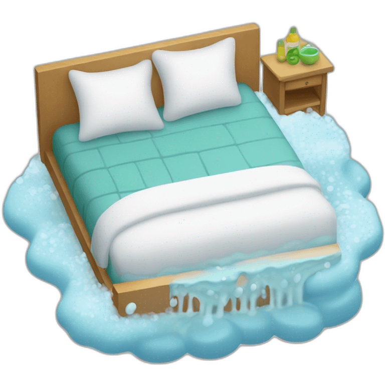 a PEI bed being washed with soapy water emoji