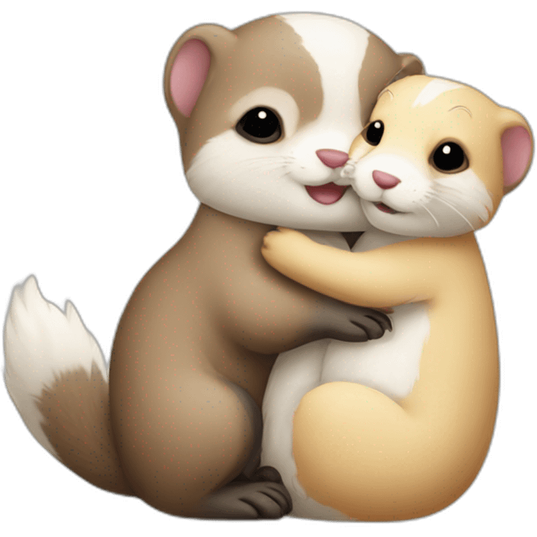 Ferrets hugging a rabbit emoji