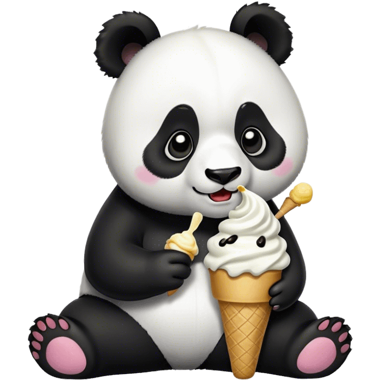 Panda eating ice cream emoji