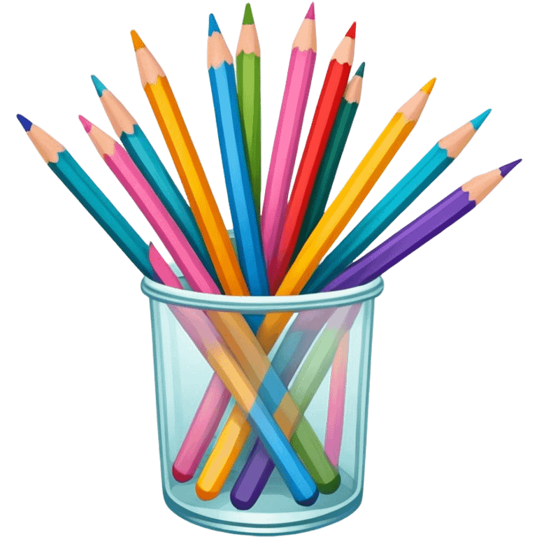 Illustration drawing, detailed linework, vibrant colors, artistic tools like pencils and brushes, clean lines, minimalistic design, transparent background. emoji