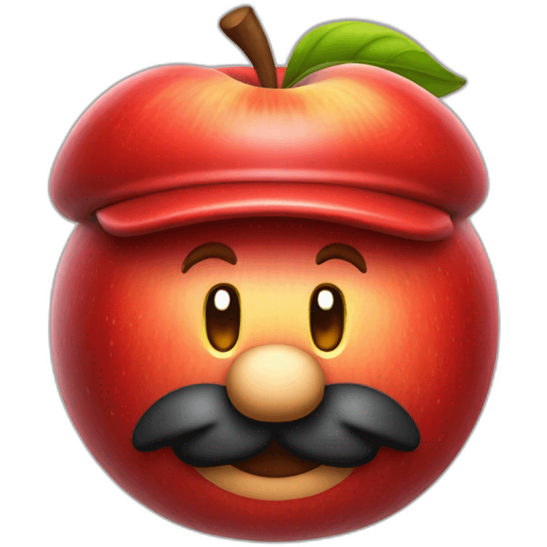 red apple wearing Mario's hat emoji