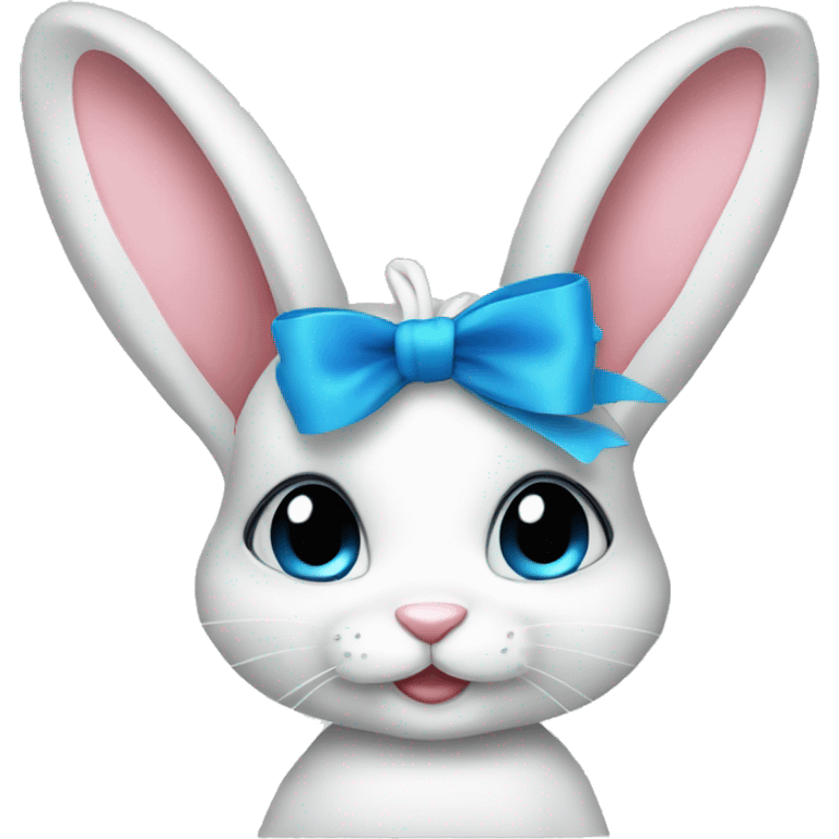 Coquette bunny with blue bow  emoji