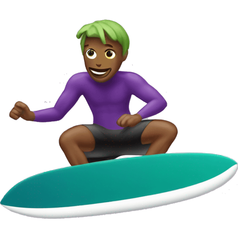 Surfer riding eggplant emoji