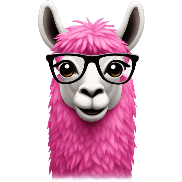 Pink lama with glasses emoji