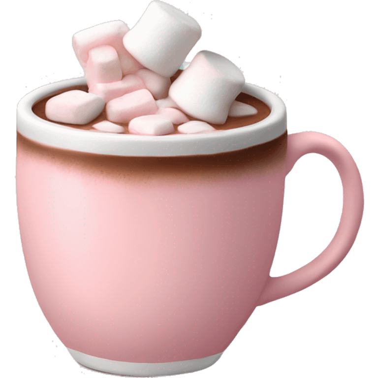 Light Pink mug of hot chocolate with marshmallows  emoji