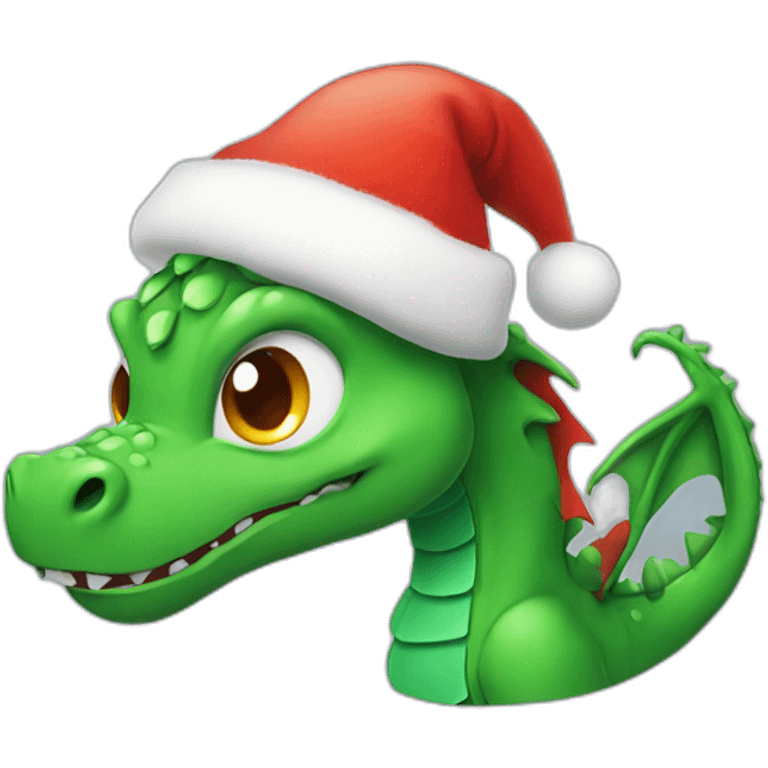 Dragon with Christmas hat emoji