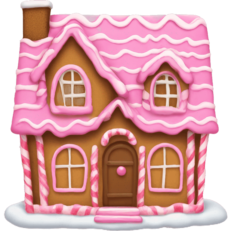 A pink gingerbread house emoji