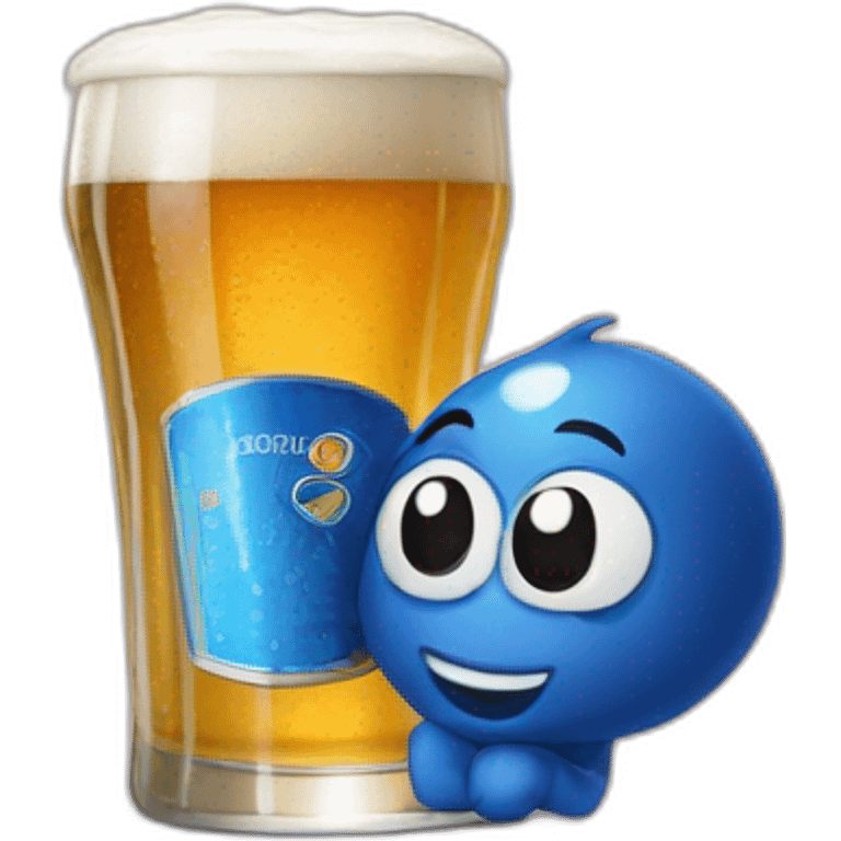 Schtroumpfs drink a beer emoji