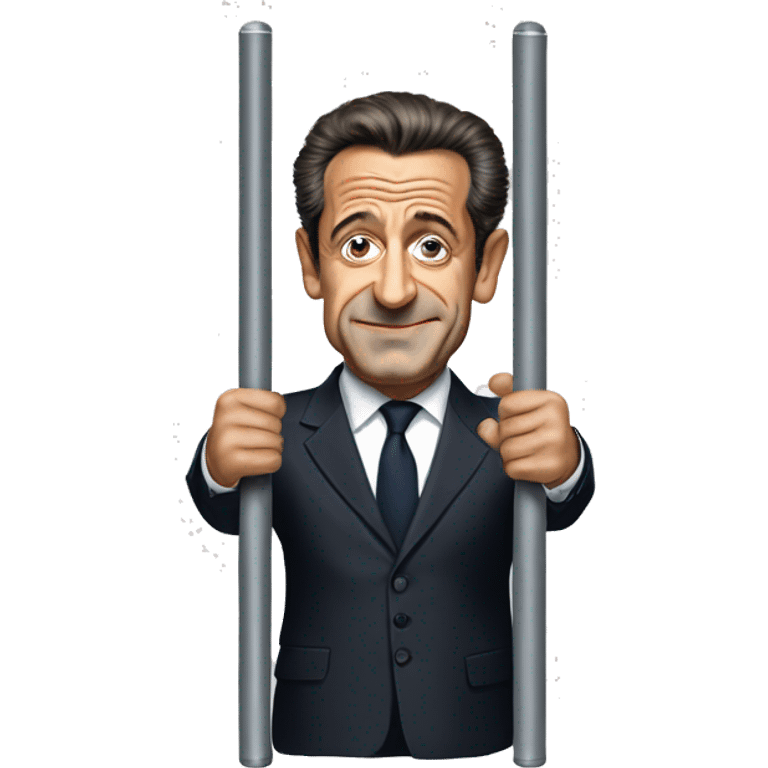 Nicolas sarkozy holding 1 vertical metal bar in each hand emoji