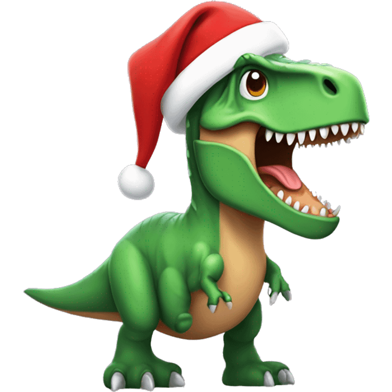 Tyrannosaurus Rex with Santa Hat emoji