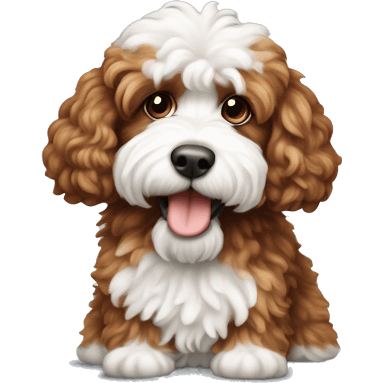 Red and white fluffy cockapoo emoji