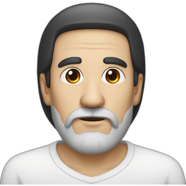 older man with black hair and black beard, with a white hat and only one eye emoji