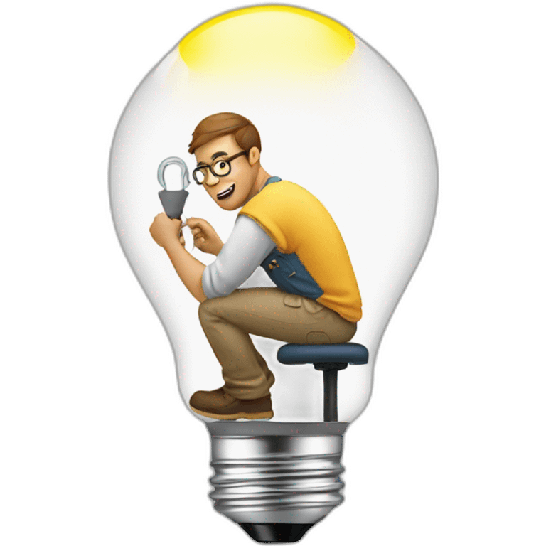 Designer screwing in lightbulb emoji