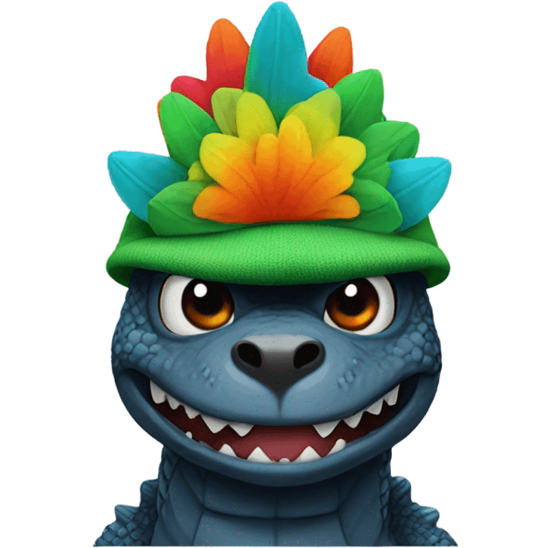 Godzilla with a propeller beanie emoji