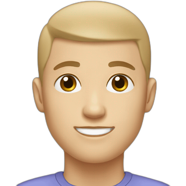 a white male student with almost bald short brown hair with hairstyle French crop emoji