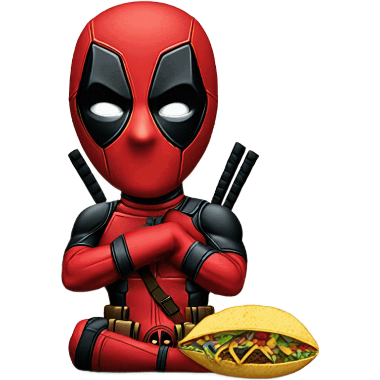 Deadpool eating taco emoji