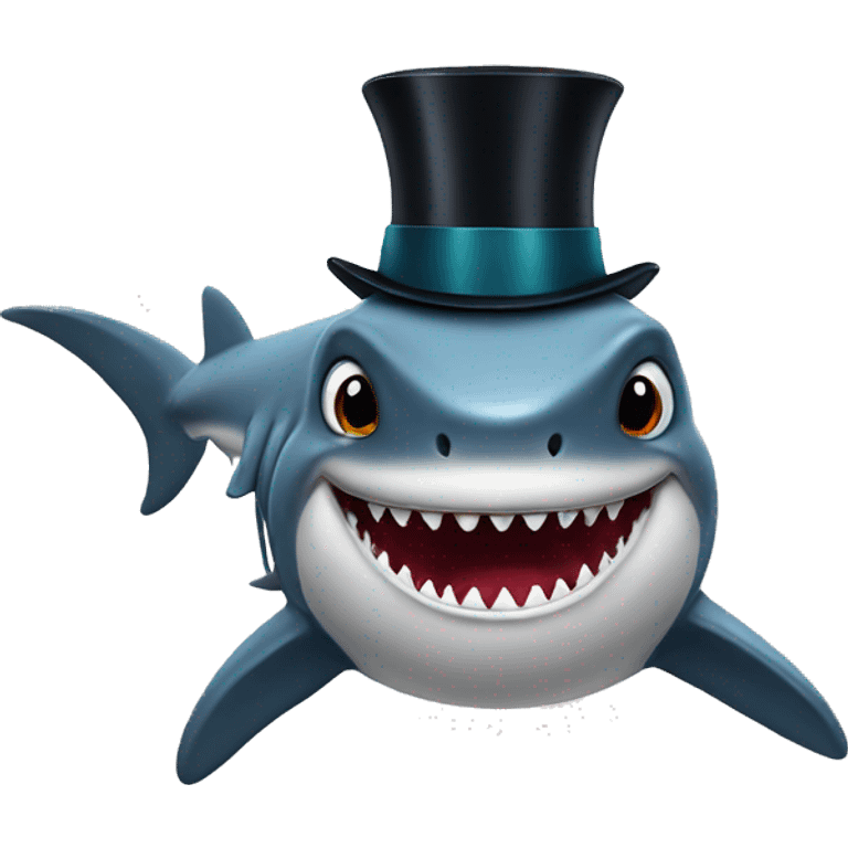 Shark with a top hat emoji