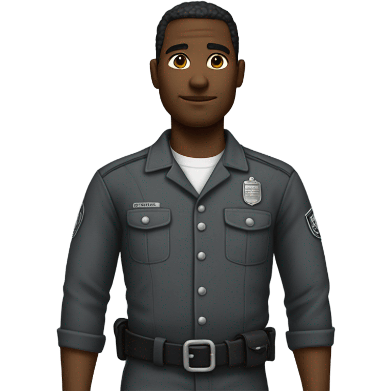 an prisoner in an dark gray uniform. very realistic and detailed emoji