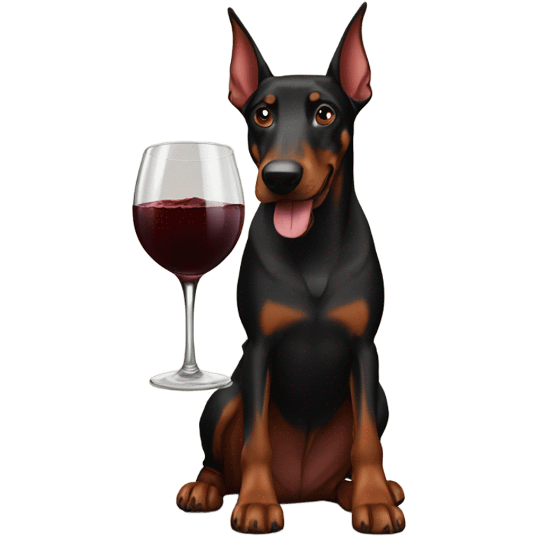 Red wine and doberman emoji