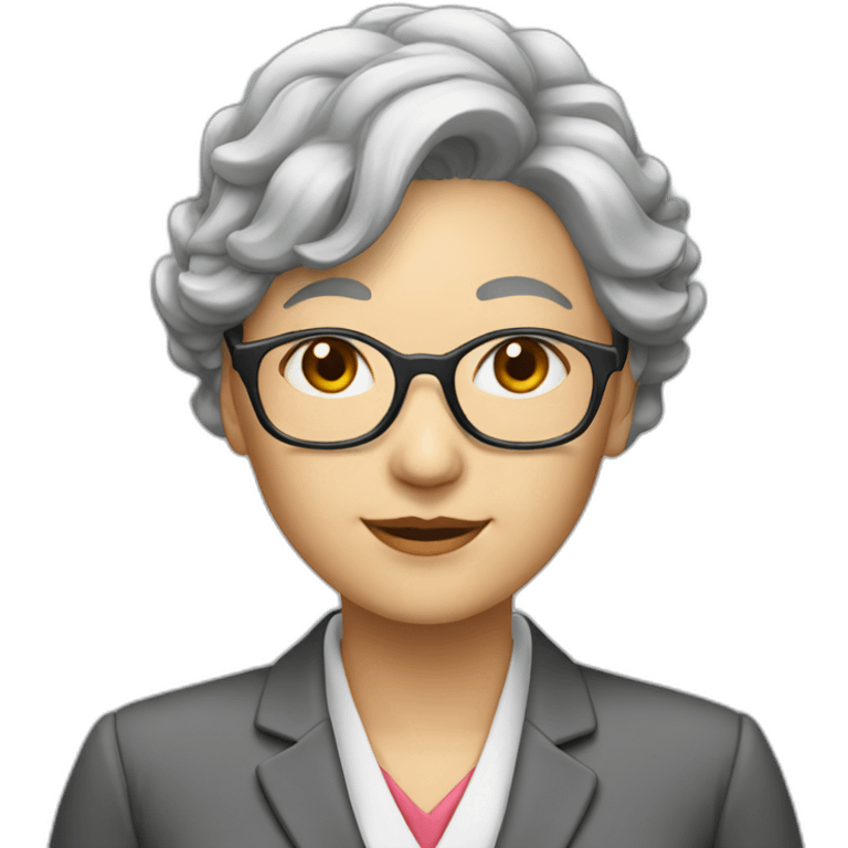 Chinese lady grey hair as school principal emoji