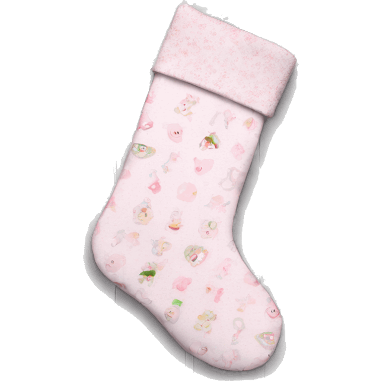 Shabby chic print baby pink Christmas stocking emoji