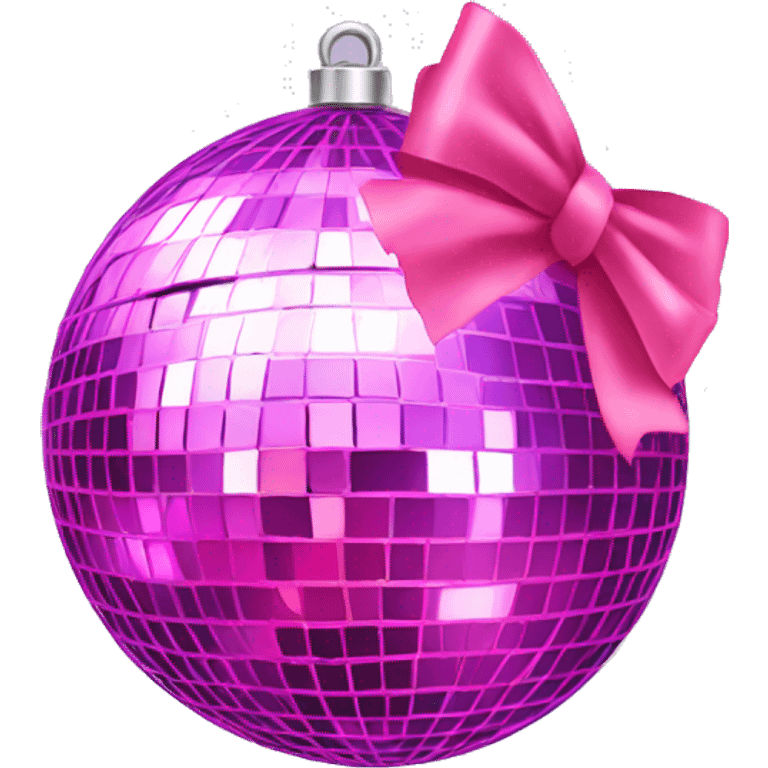 Disco ball with pink  bow on top emoji