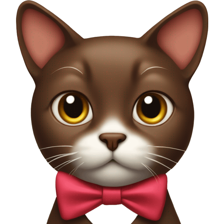 Chocolate cat with a bow tie emoji